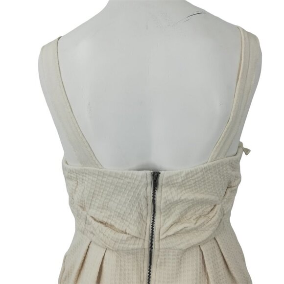 Deletta Anthropologie Waffle Knit Dress Size M Pockets Ruffle Lace Sheath Cream - Picture 11 of 12